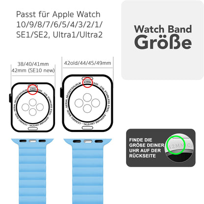 NALIA Core Armband für Apple Watch Ultra/SE/10/9/8/7/6/5/4/3/2/1, Gehäusegröße 42/44/45/46/49mm, Atmungsaktives Silikon Magnet Sportarmband mit Rillen Design Honigtau NALIA Silikon Armband