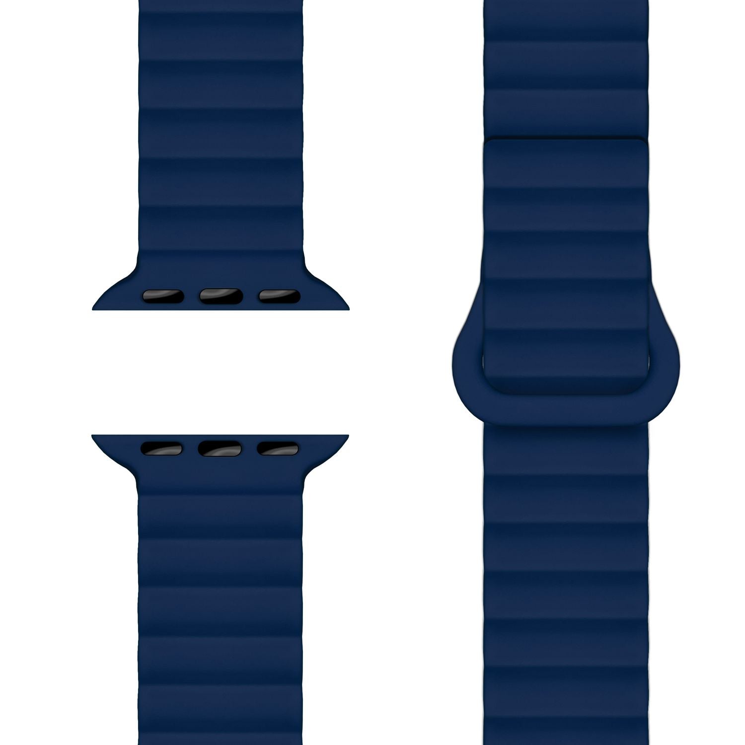 NALIA Core Armband für Apple Watch Ultra/SE/10/9/8/7/6/5/4/3/2/1, Gehäusegröße 42/44/45/46/49mm, Atmungsaktives Silikon Magnet Sportarmband mit Rillen Design Marineblau NALIA Silikon Armband