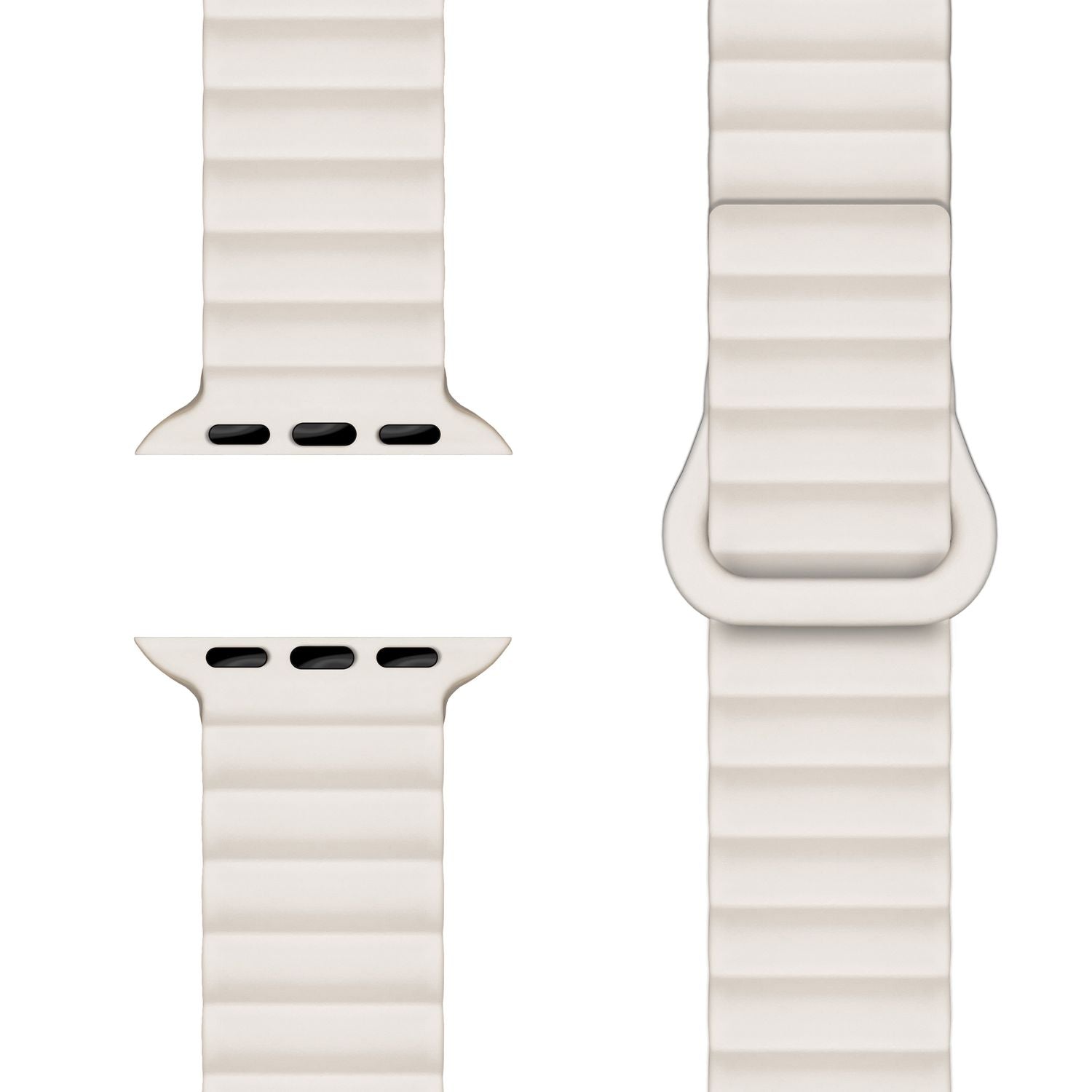 NALIA Core Armband für Apple Watch Ultra/SE/10/9/8/7/6/5/4/3/2/1, Gehäusegröße 42/44/45/46/49mm, Atmungsaktives Silikon Magnet Sportarmband mit Rillen Design Polarstern Sandweiss NALIA Silikon Armband