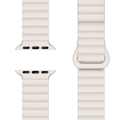 NALIA Core Armband für Apple Watch Ultra/SE/10/9/8/7/6/5/4/3/2/1, Gehäusegröße 42/44/45/46/49mm, Atmungsaktives Silikon Magnet Sportarmband mit Rillen Design Polarstern Sandweiss NALIA Silikon Armband