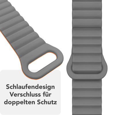 NALIA Core Magnet Armband kompatibel mit Apple Watch Series Ultra/SE/10/9/8/7/6/5/4/3/2/1 – 42/44/45/46/49mm, Atmungsaktives Silikon Loop, Sportarmband mit Rillendesign
