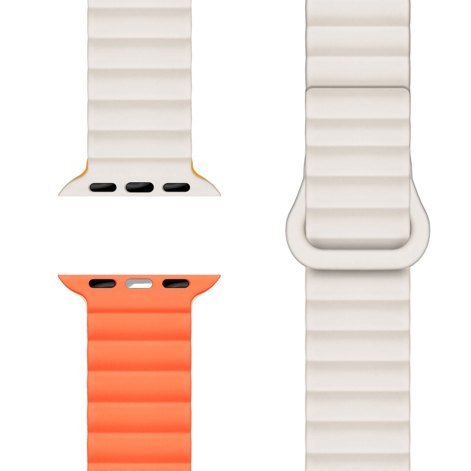 NALIA Core Armband für Apple Watch Ultra/SE/10/9/8/7/6/5/4/3/2/1, Gehäusegröße 42/44/45/46/49mm, Atmungsaktives Silikon Magnet Sportarmband mit Rillen Design Polarstern Orange NALIA Silikon Armband