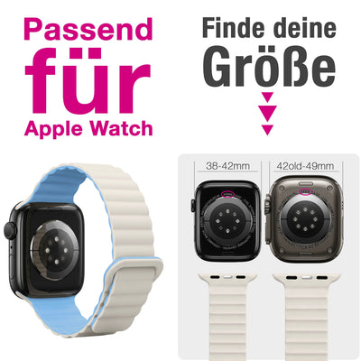 NALIA Core Magnet Armband kompatibel mit Apple Watch Series Ultra/SE/10/9/8/7/6/5/4/3/2/1 – 42/44/45/46/49mm, Atmungsaktives Silikon Loop, Sportarmband mit Rillendesign Eisnebelblau NALIA Silikon Armband