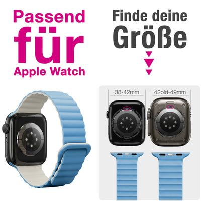 NALIA Core Magnet Armband kompatibel mit Apple Watch Series Ultra/SE/10/9/8/7/6/5/4/3/2/1 – 42/44/45/46/49mm, Atmungsaktives Silikon Loop, Sportarmband mit Rillendesign Froststern NALIA Silikon Armband