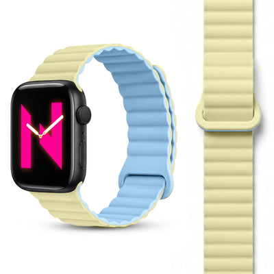 NALIA Core Magnet Armband kompatibel mit Apple Watch Series Ultra/SE/10/9/8/7/6/5/4/3/2/1 – 42/44/45/46/49mm, Atmungsaktives Silikon Loop, Sportarmband mit Rillendesign Honigtau NALIA Silikon Armband