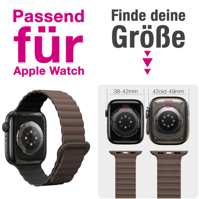 NALIA Core Magnet Armband kompatibel mit Apple Watch Series Ultra/SE/10/9/8/7/6/5/4/3/2/1 – 42/44/45/46/49mm, Atmungsaktives Silikon Loop, Sportarmband mit Rillendesign Kakaotraum NALIA Silikon Armband