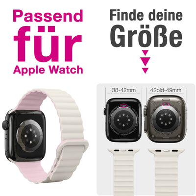 NALIA Core Magnet Armband kompatibel mit Apple Watch Series Ultra/SE/10/9/8/7/6/5/4/3/2/1 – 42/44/45/46/49mm, Atmungsaktives Silikon Loop, Sportarmband mit Rillendesign Pfirsichblüte NALIA Silikon Armband
