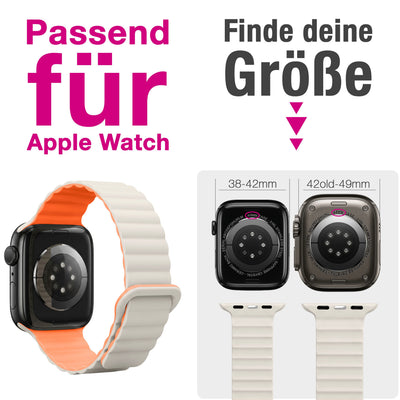 NALIA Core Magnet Armband kompatibel mit Apple Watch Series Ultra/SE/10/9/8/7/6/5/4/3/2/1 – 42/44/45/46/49mm, Atmungsaktives Silikon Loop, Sportarmband mit Rillendesign Polarstern Orange NALIA Silikon Armband