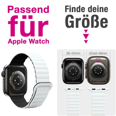 NALIA Core Magnet Armband kompatibel mit Apple Watch Series Ultra/SE/10/9/8/7/6/5/4/3/2/1 – 42/44/45/46/49mm, Atmungsaktives Silikon Loop, Sportarmband mit Rillendesign Schneeweiss NALIA Silikon Armband