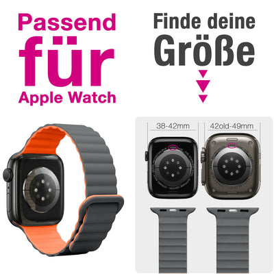 NALIA Core Magnet Armband kompatibel mit Apple Watch Series Ultra/SE/10/9/8/7/6/5/4/3/2/1 – 42/44/45/46/49mm, Atmungsaktives Silikon Loop, Sportarmband mit Rillendesign Vulkangrau NALIA Silikon Armband