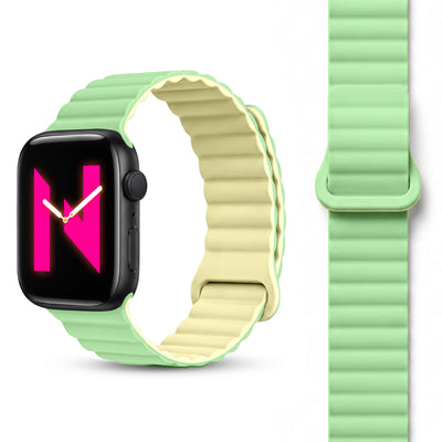 NALIA Core Magnet Armband kompatibel mit Apple Watch Series Ultra/SE/10/9/8/7/6/5/4/3/2/1 – 42/44/45/46/49mm, Atmungsaktives Silikon Loop, Sportarmband mit Rillendesign Zitronenwald NALIA Silikon Armband