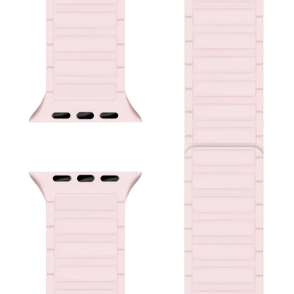NALIA Nexus Armband für Apple Watch SE/10/9/8/7/6/5/4/3/2/1, Gehäusegröße 38/40/41/42mm, Magnetisches Silikon Loop Sportarmband mit Wellenstruktur Zartrosa NALIA Silikon Armband
