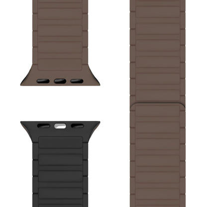 NALIA Nexus Armband für Apple Watch SE/10/9/8/7/6/5/4/3/2/1, Gehäusegröße 38/40/41/42mm, Magnetisches Silikon Loop Sportarmband mit Wellenstruktur Mokkabraun NALIA Silikon Armband