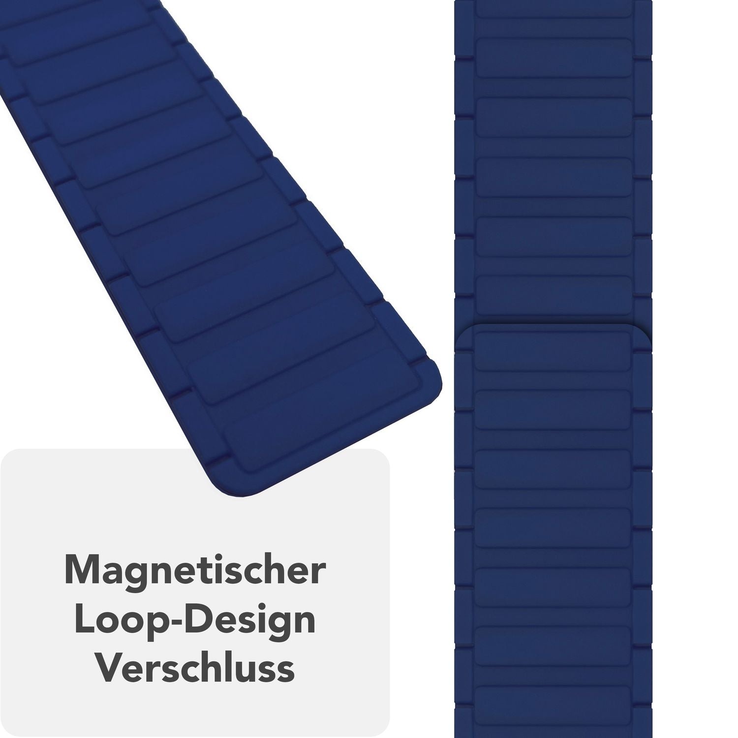 NALIA Nexus Armband für Apple Watch SE/10/9/8/7/6/5/4/3/2/1, Gehäusegröße 38/40/41/42mm, Magnetisches Silikon Loop Sportarmband mit Wellenstruktur Marineblau NALIA Silikon Armband
