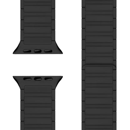 NALIA Nexus Armband für Apple Watch SE/10/9/8/7/6/5/4/3/2/1, Gehäusegröße 38/40/41/42mm, Magnetisches Silikon Loop Sportarmband mit Wellenstruktur Nachtschwarz NALIA Silikon Armband