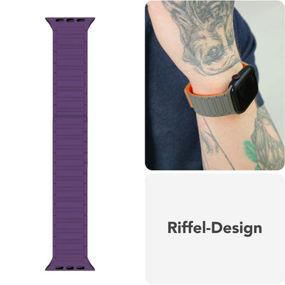 NALIA Nexus Magnet Armband kompatibel mit Apple Watch Armband Series SE/iWatch 10 9 8 7 6 5 4 3 2 1, 38/40/41/42mm, Silikon Loop mit Rillendesign, Sportarmband Magnetisch