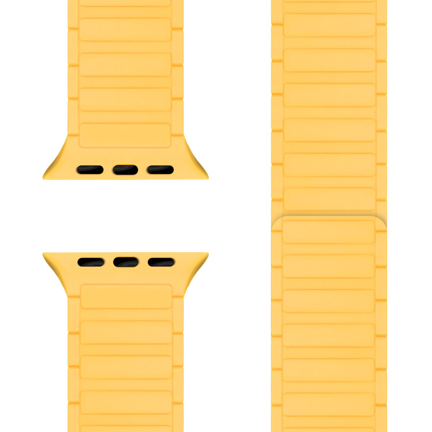 NALIA Nexus Armband für Apple Watch SE/10/9/8/7/6/5/4/3/2/1, Gehäusegröße 38/40/41/42mm, Magnetisches Silikon Loop Sportarmband mit Wellenstruktur Sonnengelb NALIA Silikon Armband