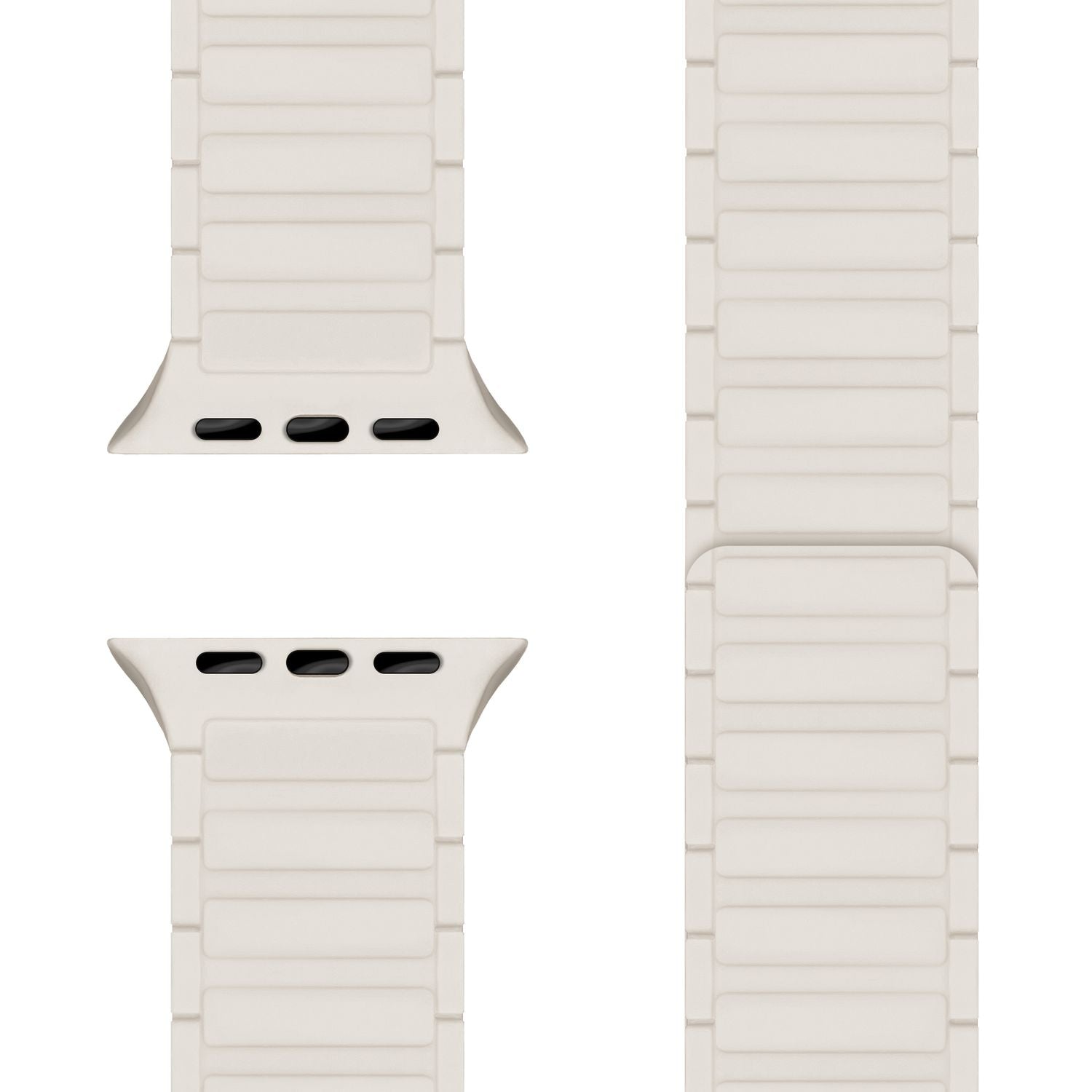 NALIA Nexus Armband für Apple Watch SE/10/9/8/7/6/5/4/3/2/1, Gehäusegröße 38/40/41/42mm, Magnetisches Silikon Loop Sportarmband mit Wellenstruktur Polarstern Sandweiss NALIA Silikon Armband