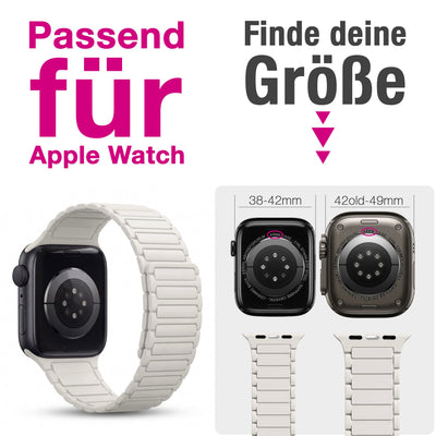 NALIA Nexus Magnet Armband kompatibel mit Apple Watch Armband Series SE/iWatch 10 9 8 7 6 5 4 3 2 1, 38/40/41/42mm, Silikon Loop mit Rillendesign, Sportarmband Magnetisch Polarstern Sandweiss NALIA Silikon Armband