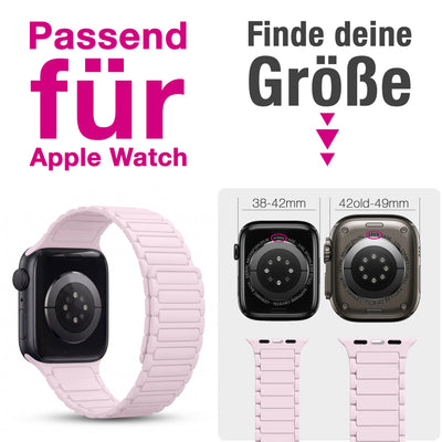 NALIA Nexus Magnet Armband kompatibel mit Apple Watch Armband Series SE/iWatch 10 9 8 7 6 5 4 3 2 1, 38/40/41/42mm, Silikon Loop mit Rillendesign, Sportarmband Magnetisch Zartrosa NALIA Silikon Armband