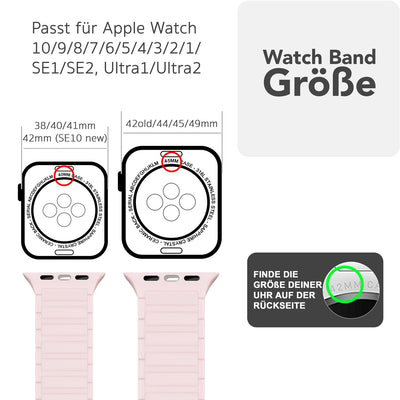NALIA Nexus Magnet Armband kompatibel mit Apple Watch Armband Series Ultra/SE 10 9 8 7 6 5 4 3 2 1, 42/44/45/46/49mm, Silikon Loop mit Rillendesign, Sportarmband