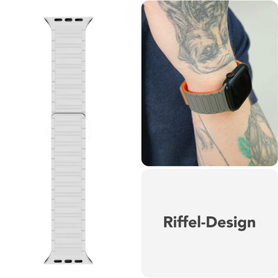 NALIA Nexus Magnet Armband kompatibel mit Apple Watch Armband Series Ultra/SE 10 9 8 7 6 5 4 3 2 1, 42/44/45/46/49mm, Silikon Loop mit Rillendesign, Sportarmband