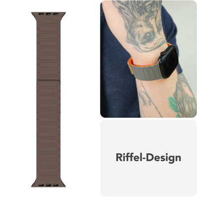 NALIA Nexus Magnet Armband kompatibel mit Apple Watch Armband Series Ultra/SE 10 9 8 7 6 5 4 3 2 1, 42/44/45/46/49mm, Silikon Loop mit Rillendesign, Sportarmband