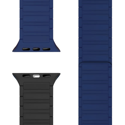 NALIA Nexus Armband für Apple Watch Ultra/SE/10/9/8/7/6/5/4/3/2/1, Gehäusegröße 42/44/45/46/49mm, Magnetisches Silikon Loop Sportarmband mit Wellenstruktur Marineblau NALIA Silikon Armband