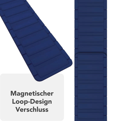 NALIA Nexus Magnet Armband kompatibel mit Apple Watch Armband Series Ultra/SE 10 9 8 7 6 5 4 3 2 1, 42/44/45/46/49mm, Silikon Loop mit Rillendesign, Sportarmband