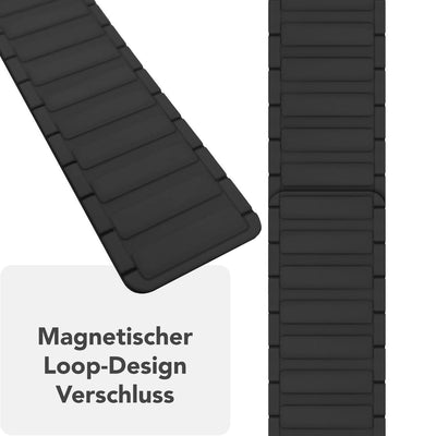 NALIA Nexus Magnet Armband kompatibel mit Apple Watch Armband Series Ultra/SE 10 9 8 7 6 5 4 3 2 1, 42/44/45/46/49mm, Silikon Loop mit Rillendesign, Sportarmband