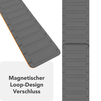 NALIA Nexus Magnet Armband kompatibel mit Apple Watch Armband Series Ultra/SE 10 9 8 7 6 5 4 3 2 1, 42/44/45/46/49mm, Silikon Loop mit Rillendesign, Sportarmband