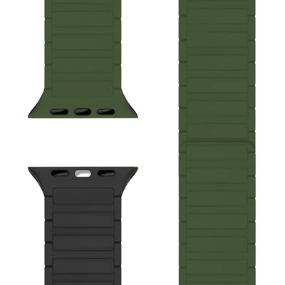 NALIA Nexus Magnet Armband kompatibel mit Apple Watch Armband Series Ultra/SE 10 9 8 7 6 5 4 3 2 1, 42/44/45/46/49mm, Silikon Loop mit Rillendesign, Sportarmband