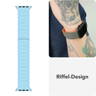NALIA Nexus Magnet Armband kompatibel mit Apple Watch Armband Series Ultra/SE 10 9 8 7 6 5 4 3 2 1, 42/44/45/46/49mm, Silikon Loop mit Rillendesign, Sportarmband