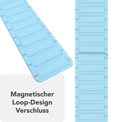 NALIA Nexus Magnet Armband kompatibel mit Apple Watch Armband Series Ultra/SE 10 9 8 7 6 5 4 3 2 1, 42/44/45/46/49mm, Silikon Loop mit Rillendesign, Sportarmband