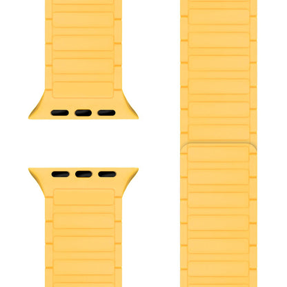 NALIA Nexus Armband für Apple Watch Ultra/SE/10/9/8/7/6/5/4/3/2/1, Gehäusegröße 42/44/45/46/49mm, Magnetisches Silikon Loop Sportarmband mit Wellenstruktur Sonnengelb NALIA Silikon Armband