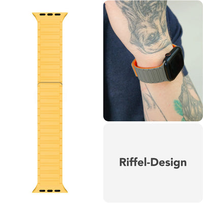 NALIA Nexus Magnet Armband kompatibel mit Apple Watch Armband Series Ultra/SE 10 9 8 7 6 5 4 3 2 1, 42/44/45/46/49mm, Silikon Loop mit Rillendesign, Sportarmband