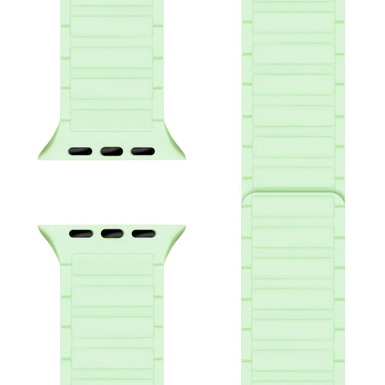 NALIA Nexus Armband für Apple Watch Ultra/SE/10/9/8/7/6/5/4/3/2/1, Gehäusegröße 42/44/45/46/49mm, Magnetisches Silikon Loop Sportarmband mit Wellenstruktur Eisminze NALIA Silikon Armband