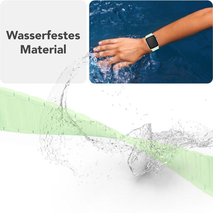 NALIA Nexus Armband für Apple Watch Ultra/SE/10/9/8/7/6/5/4/3/2/1, Gehäusegröße 42/44/45/46/49mm, Magnetisches Silikon Loop Sportarmband mit Wellenstruktur Eisminze NALIA Silikon Armband