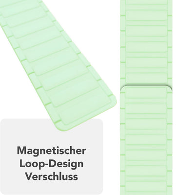 NALIA Nexus Magnet Armband kompatibel mit Apple Watch Armband Series Ultra/SE 10 9 8 7 6 5 4 3 2 1, 42/44/45/46/49mm, Silikon Loop mit Rillendesign, Sportarmband