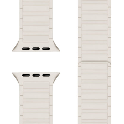 NALIA Nexus Armband für Apple Watch Ultra/SE/10/9/8/7/6/5/4/3/2/1, Gehäusegröße 42/44/45/46/49mm, Magnetisches Silikon Loop Sportarmband mit Wellenstruktur Polarstern Sandweiss NALIA Silikon Armband