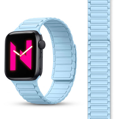 NALIA Nexus Magnet Armband kompatibel mit Apple Watch Armband Series Ultra/SE 10 9 8 7 6 5 4 3 2 1, 42/44/45/46/49mm, Silikon Loop mit Rillendesign, Sportarmband Ozeanblau NALIA Silikon Armband