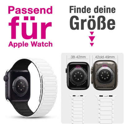 NALIA Nexus Magnet Armband kompatibel mit Apple Watch Armband Series Ultra/SE 10 9 8 7 6 5 4 3 2 1, 42/44/45/46/49mm, Silikon Loop mit Rillendesign, Sportarmband Schneeweiß NALIA Silikon Armband