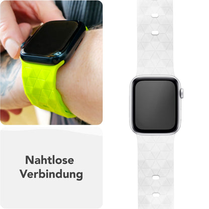 NALIA Hexion Armband für Apple Watch Series SE/10/9/8/7/6/5/4/3/2/1, Gehäusegröße 38/40/41/42mm, Silikon Loop Sportarmband mit Steck-Pin & im Hexagon Design Polarweiß NALIA Silikon Armband
