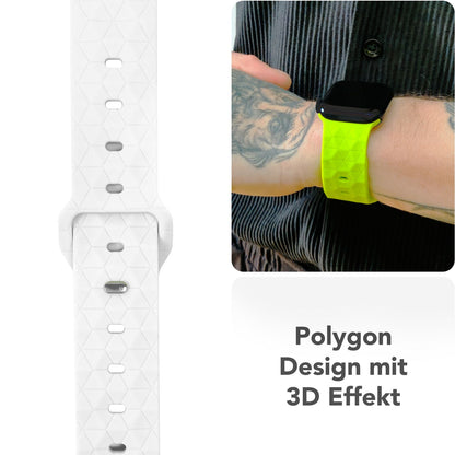 NALIA Hexion Armband für Apple Watch Series SE/10/9/8/7/6/5/4/3/2/1, Gehäusegröße 38/40/41/42mm, Silikon Loop Sportarmband mit Steck-Pin & im Hexagon Design Polarweiß NALIA Silikon Armband