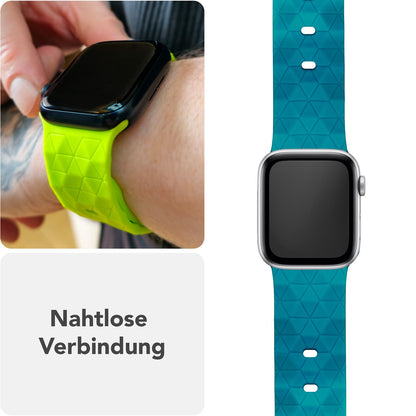 NALIA Hexion Armband für Apple Watch Series SE/10/9/8/7/6/5/4/3/2/1, Gehäusegröße 38/40/41/42mm, Silikon Loop Sportarmband mit Steck-Pin & im Hexagon Design Atlantikblau NALIA Silikon Armband