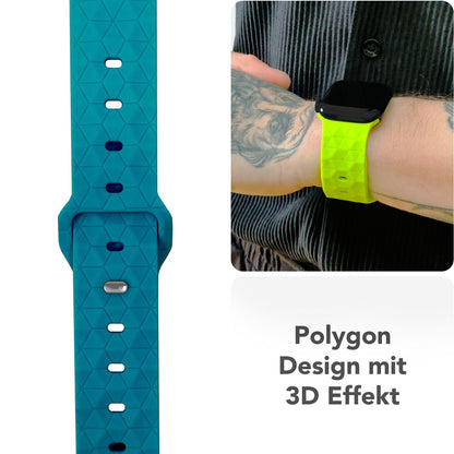 NALIA Hexion Armband für Apple Watch Series SE/10/9/8/7/6/5/4/3/2/1, Gehäusegröße 38/40/41/42mm, Silikon Loop Sportarmband mit Steck-Pin & im Hexagon Design Atlantikblau NALIA Silikon Armband