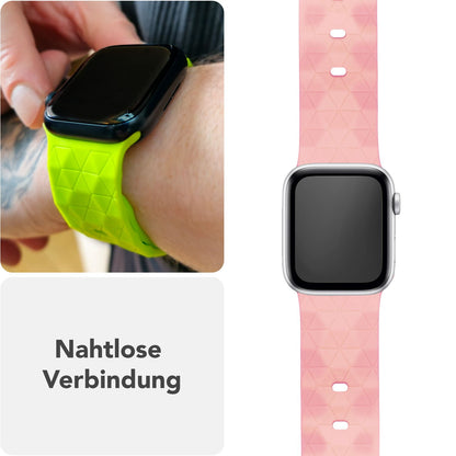 NALIA Hexion Armband für Apple Watch Series SE/10/9/8/7/6/5/4/3/2/1, Gehäusegröße 38/40/41/42mm, Silikon Loop Sportarmband mit Steck-Pin & im Hexagon Design Zartrosa NALIA Silikon Armband