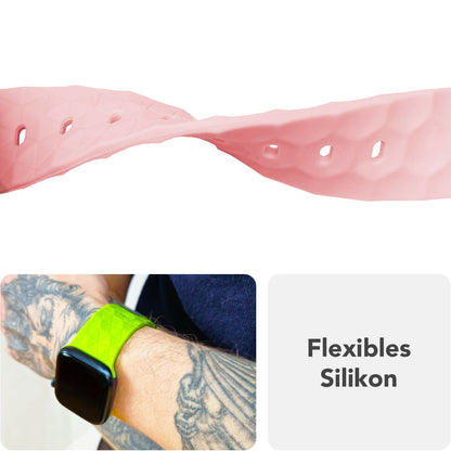 NALIA Hexion Armband für Apple Watch Series SE/10/9/8/7/6/5/4/3/2/1, Gehäusegröße 38/40/41/42mm, Silikon Loop Sportarmband mit Steck-Pin & im Hexagon Design Zartrosa NALIA Silikon Armband