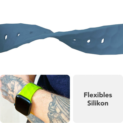 NALIA Hexion Armband für Apple Watch Series SE/10/9/8/7/6/5/4/3/2/1, Gehäusegröße 38/40/41/42mm, Silikon Loop Sportarmband mit Steck-Pin & im Hexagon Design Nebelblau NALIA Silikon Armband