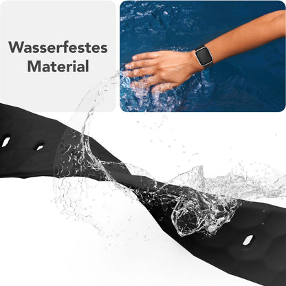 NALIA Hexion Armband für Apple Watch Series SE/10/9/8/7/6/5/4/3/2/1, Gehäusegröße 38/40/41/42mm, Silikon Loop Sportarmband mit Steck-Pin & im Hexagon Design Tiefschwarz NALIA Silikon Armband